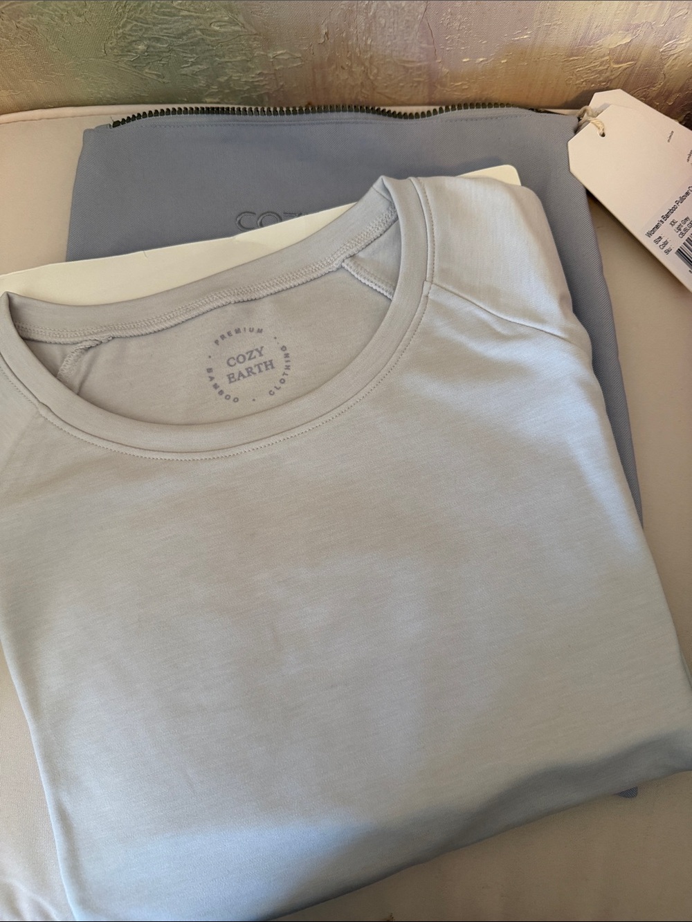 Cozy Earth Light Gray Pullover Brushed Denim  size XL New!